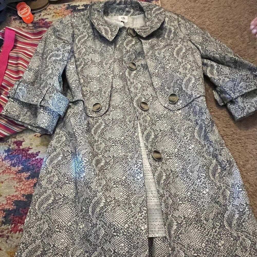 CAbi Snake Print Gray & White Blazer Coat